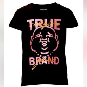 TRUE RELIGION | blk/pink glitter buddha tee